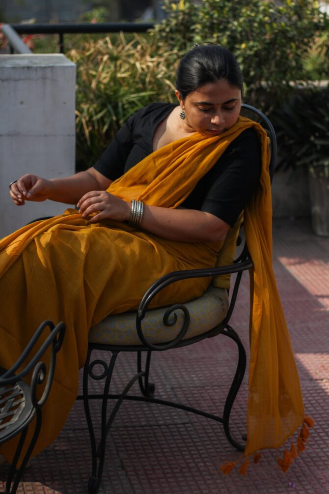 Handwoven Mul Cotton: Mustard Yellow - Image 3