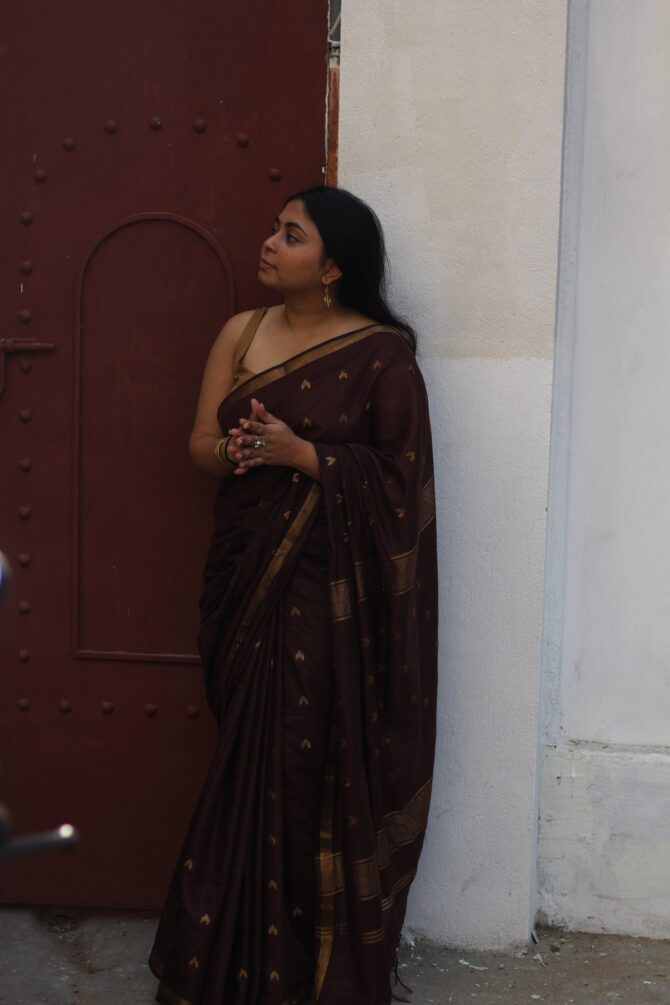 Brown Bishnupuri Silk Saree - Image 4