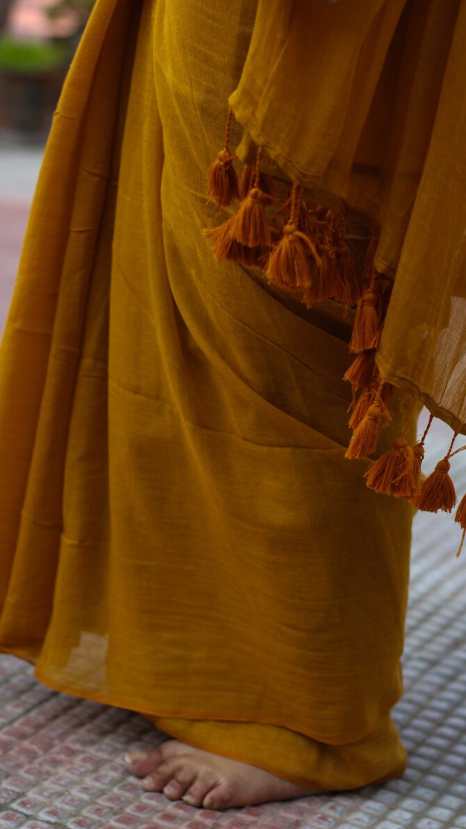 Handwoven Mul Cotton: Mustard Yellow - Image 5