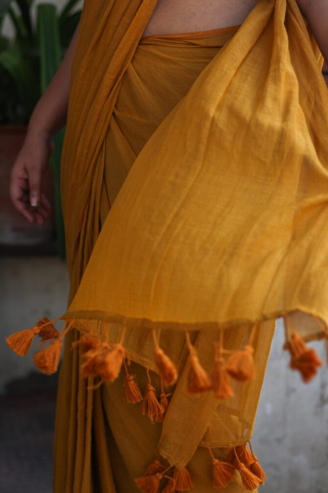 Handwoven Mul Cotton: Mustard Yellow - Image 6