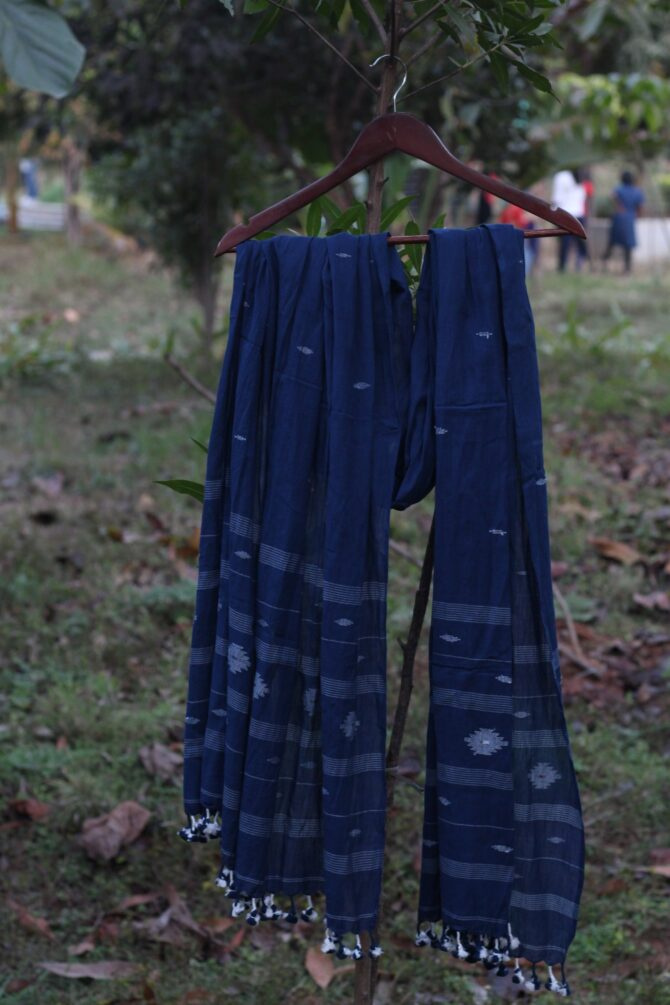 Blue Handwoven Jamdani Dupatta - Image 6